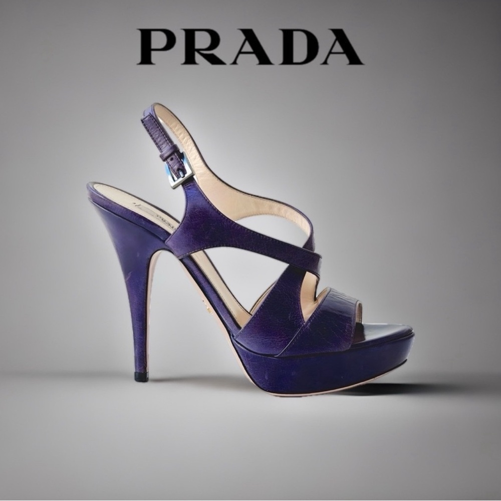 Prada Leather Cutout Accent Slingback Heels Size 7.5 👠